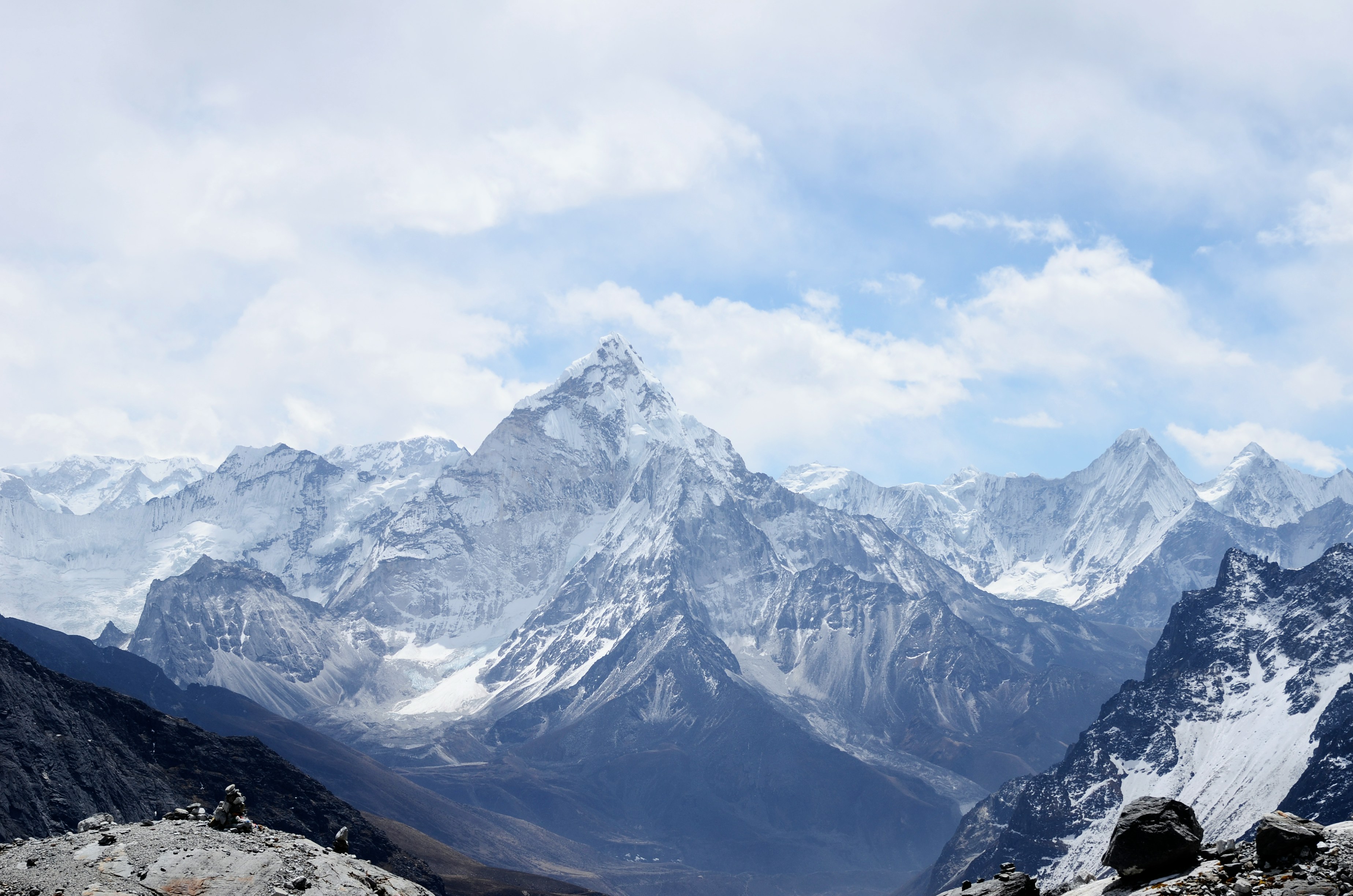 Eagle perched overlooking mountains